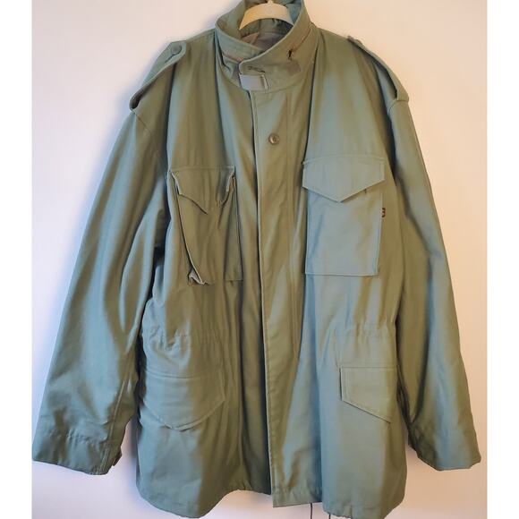 Alpha Industries Mens XL R Cold Weather Field Coat Long Drab Olive No Liner EUC - Picture 1 of 14